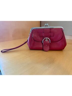 Talbots wristlet red leather